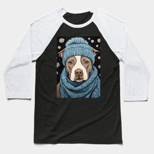 Pitbull in Hat Funny Christmas Dog Lover Gift Baseball T-Shirt